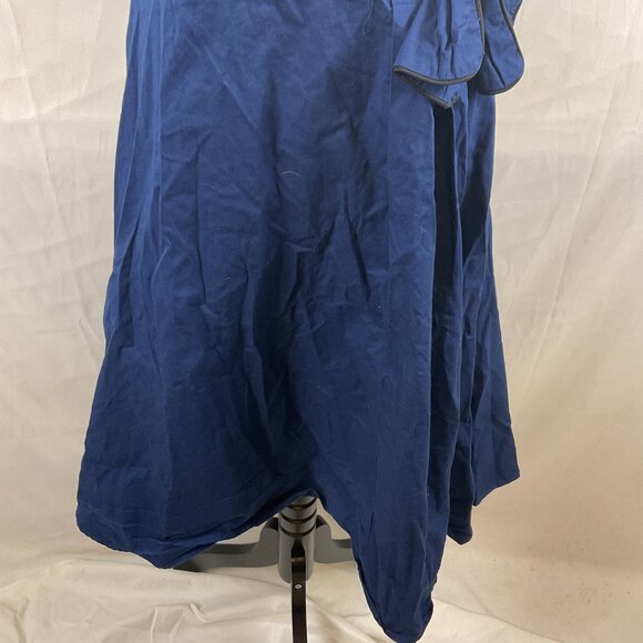 Lindy Bop Fit & Flare Dress US L Navy Blue Black Trim Pleated Sleeveless Bow - Picture 5 of 13